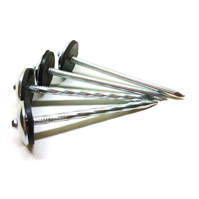 China Galvanized Low Carbon Umbrella Head Twisted Shank Galvanized Roofing Nail with Washer