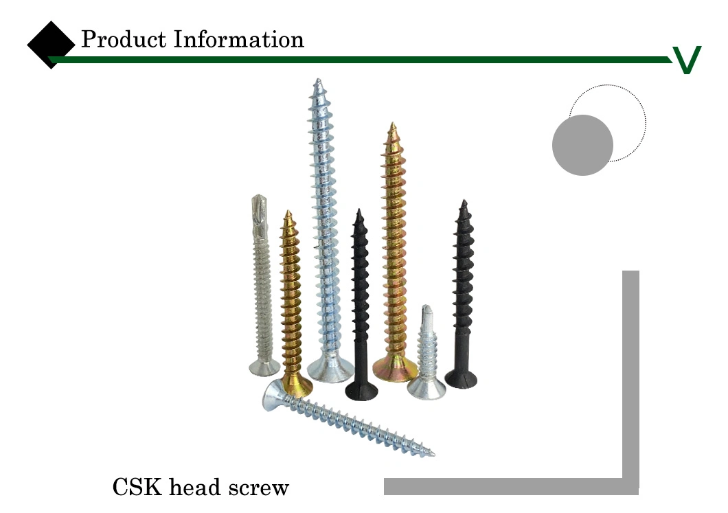 Double Csk Head with Rib Self Drilling Fine Thread Use for Iron Countersunk Screw