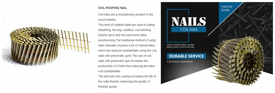 Factory Price Pneumatic Gun 0.12&prime; &prime; Coil Roofing Collated Nail.