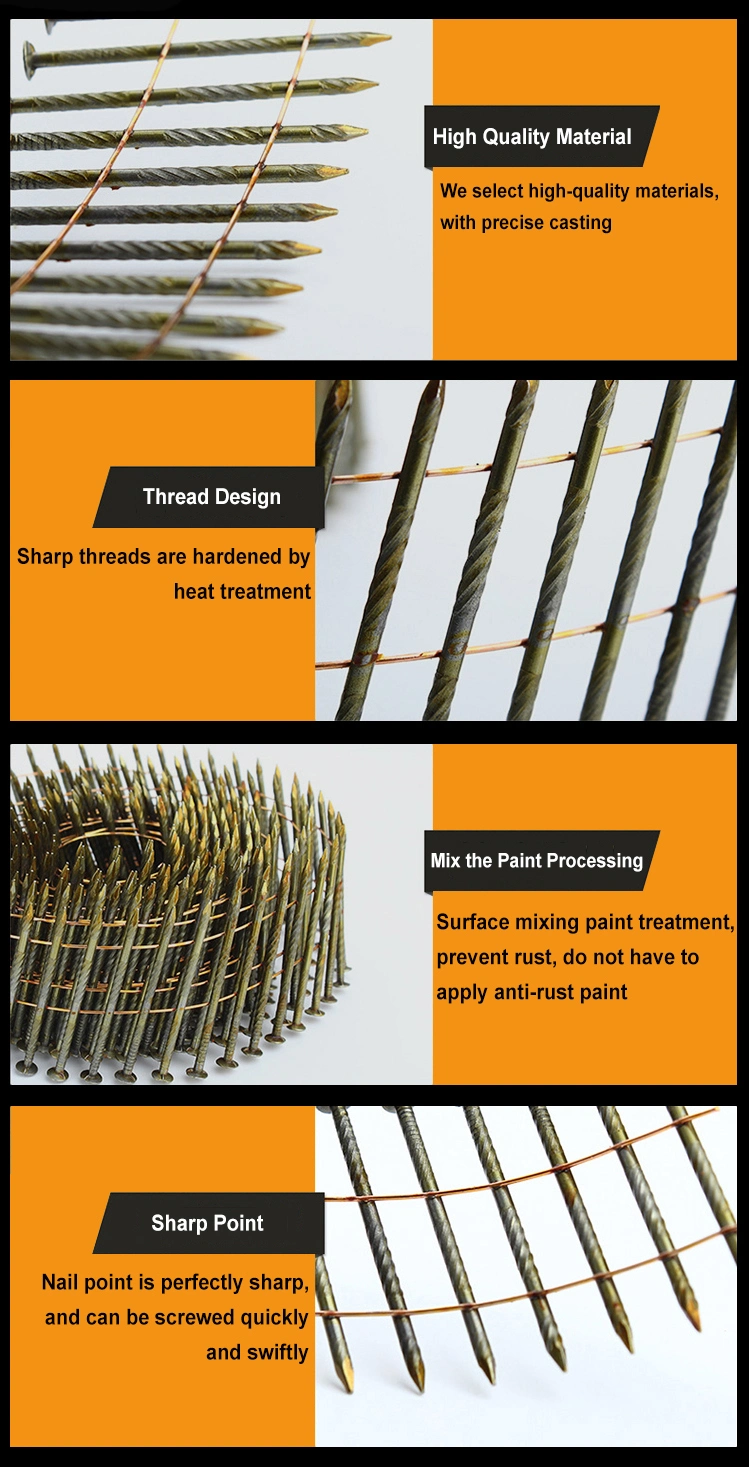 Manufacturer 15 Degree 2 &prime;&prime;x. 099&prime;&prime; Pneumatic Galvanized Pallet Roofing Common Coil Nails for Nail Gun