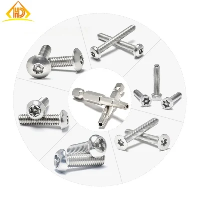 Stainless Steel 18-8 Torx Screw Pan Button Csk Head with Pin Torx Security Screw