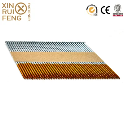 Tianjin Xinruifeng Factory 34 Degree D Head Paper Strip Nails Galvanized Framing Nails for Wood Construction