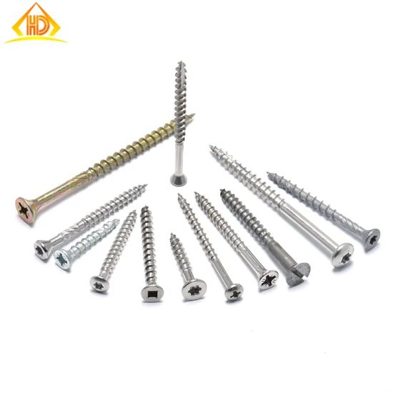 Hot Sale Good Rust Resistant A2 A4 Stainless Steel 304 316 Pozidriv Bugle Head with Ribs Timber Wood Screws for Wood Furniture